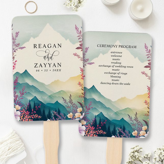 Leque Programa de Casamento Floral das Montanhas da Prim (Criador carregado)