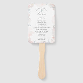 Leque Programa de Casamento Floral de Blush Dusty Blue W