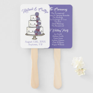 Leque Programa de Casamento Floral de Bolo de Rosas Glac
