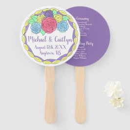 Leque Programa de Casamento Floral de Bolo de Rosas Glac