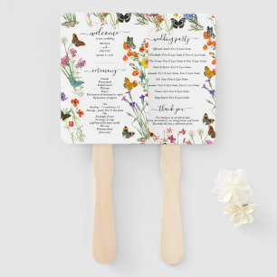 Leque Programa de Casamento Floral de Borboletas de Flor