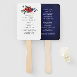 Leque Programa de Casamento Floral de Borgonha e Marinho