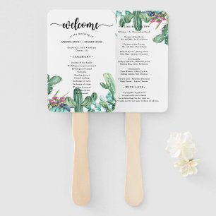 Leque Programa de Casamento Floral de Cactus Cactus Succ