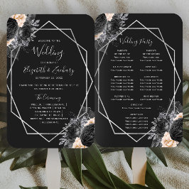 Leque Programa de Casamento Floral de Pêssego Prata Geo