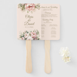 Leque Programa de Casamento Floral de Pêssego Suave e Bl