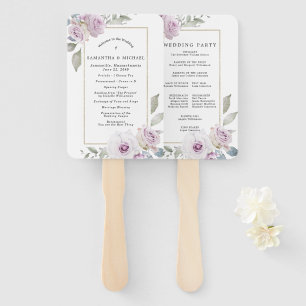 Leque Programa de Casamento Floral de Roxo Rústico com D