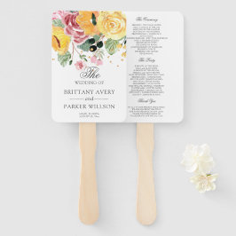 Leque Programa de Casamento Floral de Watercolor