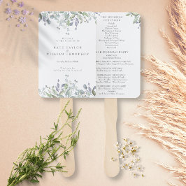 Leque Programa de Casamento Floral de Watercolor Greener