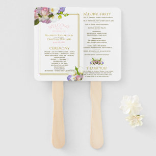 Leque Programa de Casamento Floral do Primavera Pastel