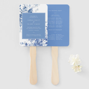 Leque Programa de Casamento Floral do Toile Azul Francês