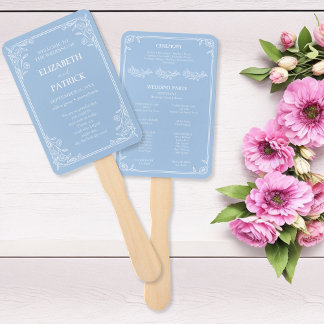 Leque Programa de Casamento Floral Dusty Blue Conjunto d