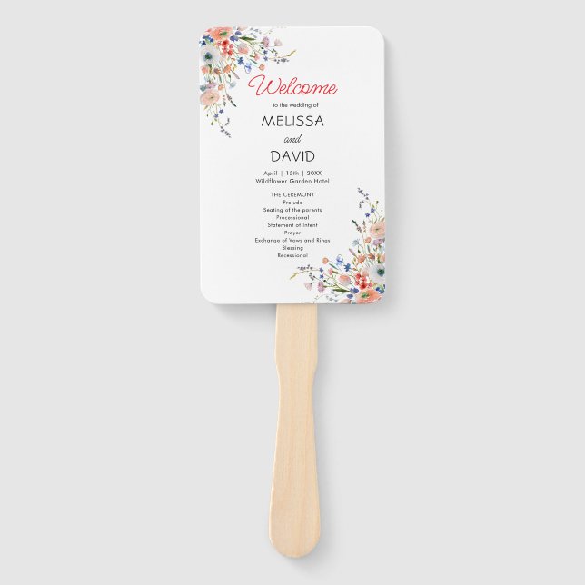 Leque Programa de Casamento Floral Elegante (Frente)