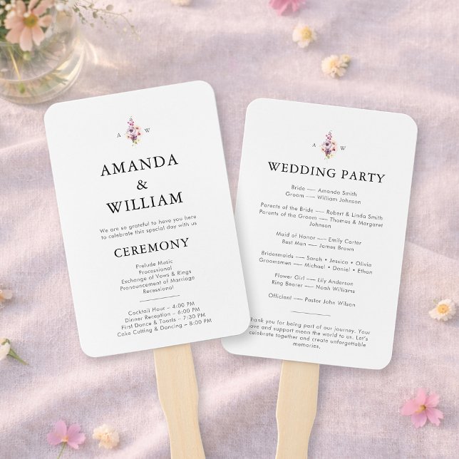 Leque Programa de Casamento Floral Elegante (Criador carregado)