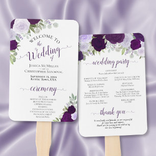 Leque Programa de Casamento Floral Elegante para Rosas R
