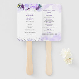 Leque Programa de Casamento Floral Elegante Puprle e Sil