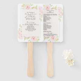 Leque Programa de Casamento Floral em Aquarela Rosa Pink