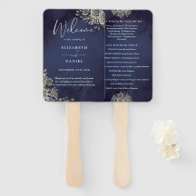 Programa de Casamento Floral Gótico Azul Meia-Noit