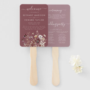 Leque Programa de Casamento Floral Malva Outono
