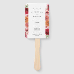 Leque Programa de Casamento Floral Multicolorido de Verã