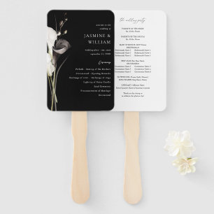 Leque Programa de Casamento Floral Preto e Branco