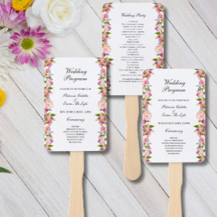 Leque Programa de Casamento Floral Rosa Conjunto de Vent