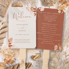 Leque Programa de Casamento Floral Rústico Outono