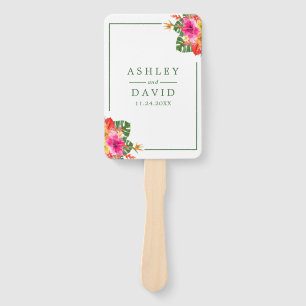 Leque Programa de Casamento Floral Tropical Hibiscus Pal
