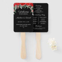 Programa de Casamento Floral Vermelho e Negro Eleg