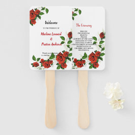 Leque Programa de Casamento Floral Vermelho Moderno Geom