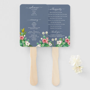 Leque Programa de Casamento Flores Silvestres Periwinkle