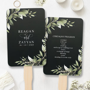 Leque Programa de Casamento Folhas de Verdura Moderna Ve