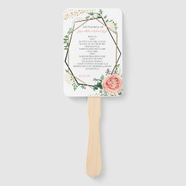 Leque Programa de Casamento Geométrico Dourado Rosa Mode