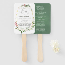 Leque Programa de Casamento Geométrico Herbário de Aquar