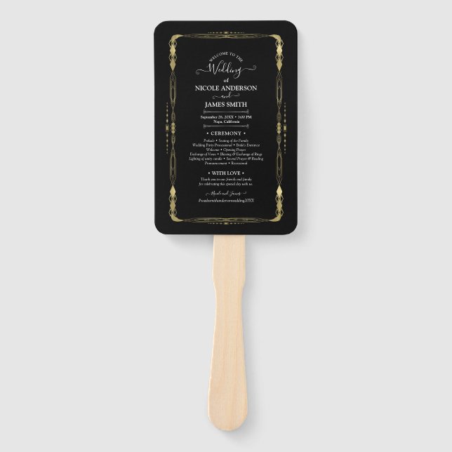 Leque Programa de Casamento Glam Minimalista Moderno Dou (Frente)
