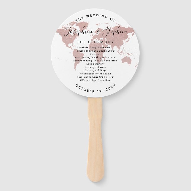 Leque Programa de Casamento Global do Tema do Mapa Mundi (Frente)