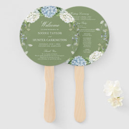 Leque Programa de Casamento Hortênsia Azul e Verde Salvi