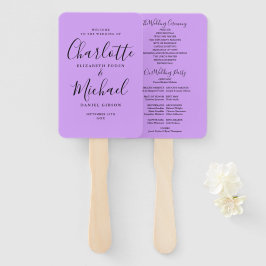 Leque Programa de Casamento Lavanda Lilás Orquídea Scrip