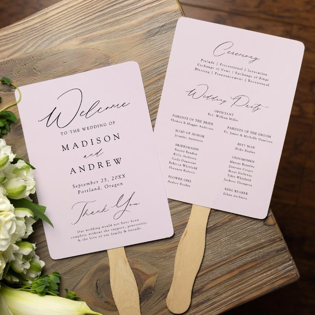 Leque Programa de Casamento Lavanda Moderno e Elegante (Criador carregado)