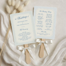 Leque Programa de Casamento Listras Azuis Claras Clássic