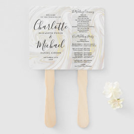 Leque Programa de Casamento Marble de Script de Assinatu