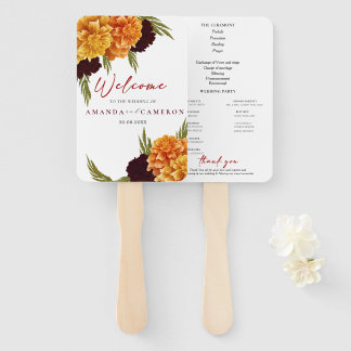 Leque Programa de Casamento "MARIGOLD" Vermelho Borgonha