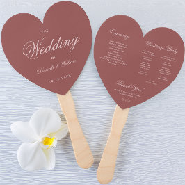 Leque Programa de Casamento Marsala Heart Elegante Scrip