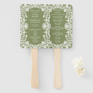 Leque Programa de casamento mexicano Talavera verde sage