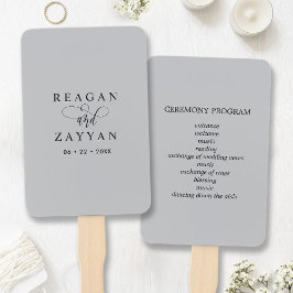 Leque Programa de Casamento Minimalista Cinza Suave
