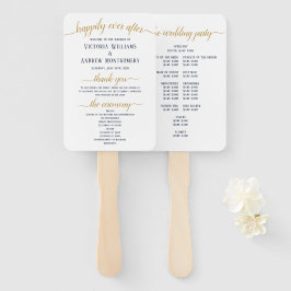 Leque Programa de Casamento Minimalista com Letra Dourad