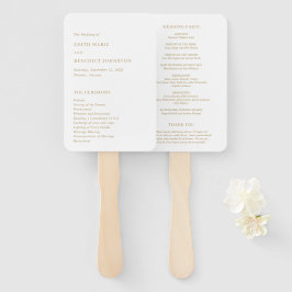 Leque Programa de Casamento Minimalista Dourado Moderno