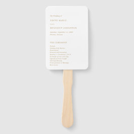 Leque Programa de Casamento Minimalista Dourado Moderno