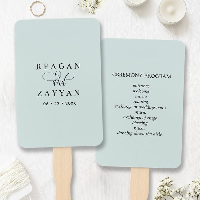 Leque Programa de Casamento Minimalista em Pastel Mint (Criador carregado)