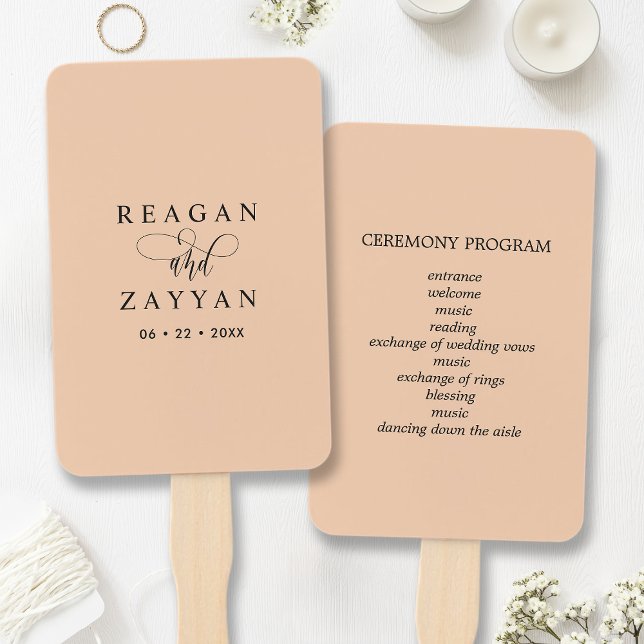 Leque Programa de Casamento Minimalista em Pêssego Suave (Criador carregado)