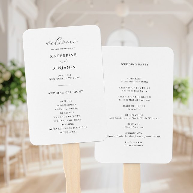 Leque Programa de Casamento Minimalista Moderno de Preto (Criador carregado)